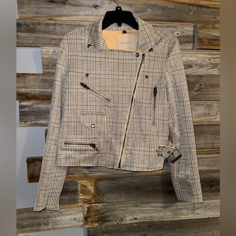 Blank NYC Glen Plaid Moto Jacket-Medium 
Blank NYC
